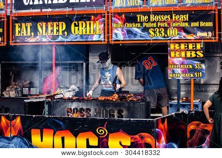 2019-06-01 Windsor, Ontario Canada Ribfest Food Festival Ribs Chicken Pulled Pork Barbecue Grill Coo