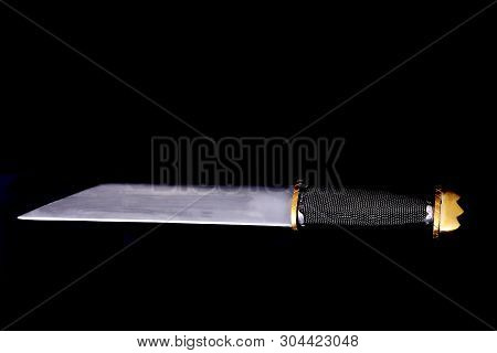 Seax Or Scramasax Or Scramaseax Isolated On A Black Background