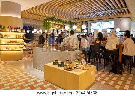 SINGAPORE - CIRCA APRIL, 2019: interior shot of Shang Social at Jewel Changi Airport.