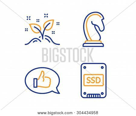 Marketing Strategy, Feedback And Startup Concept Icons Simple Set. Ssd Sign. Chess Knight, Speech Bu