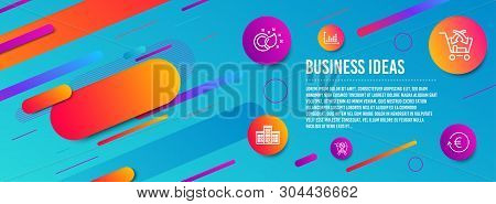 Header Banner. Shopping Cart, Paint Brush And Cross Sell Icons Simple Set. Company, Dot Plot And Exc