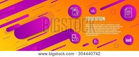 Header Banner. File, Diagram Graph And Approved Agreement Icons Simple Set. Mobile Survey, Private P