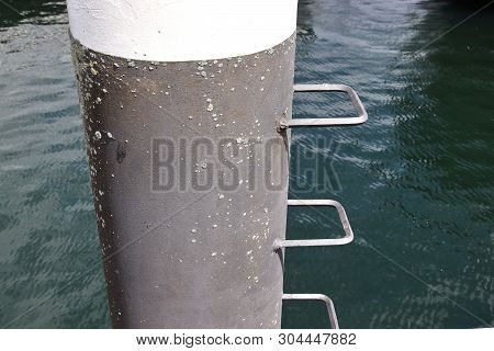 Different Bollards And Technical Installations Of Vessel Traffic At The Port In Kiel Germany