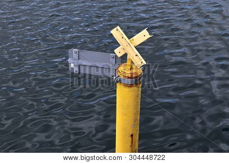 Different Bollards And Technical Installations Of Vessel Traffic At The Port In Kiel Germany