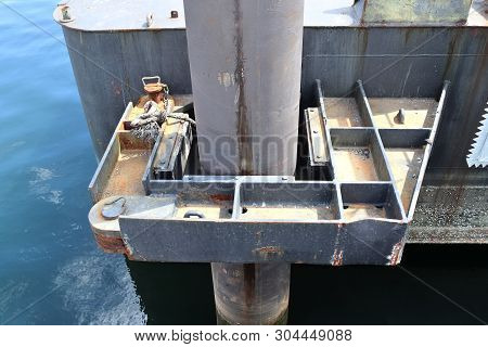 Different Bollards And Technical Installations Of Vessel Traffic At The Port In Kiel Germany