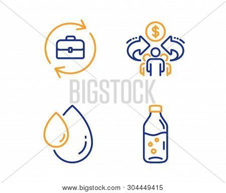 Human Resources, Oil Drop And Sharing Economy Icons Simple Set. Water Bottle Sign. Job Recruitment, 