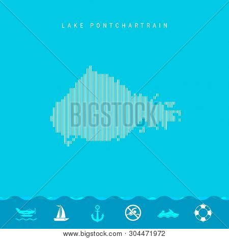 Vector Vertical Lines Pattern Map Of Lake Pontchartrain, One Of The Lakes Of North America. Striped 
