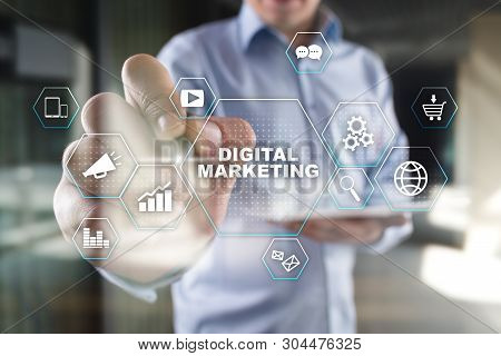Digital Marketing Technology Concept. Internet. Online. Search Engine Optimisation. Seo. Smm. Video 