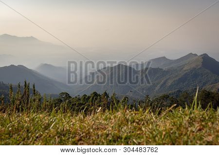 Mountain View At Dawn Image Taken At Kodaikanal Tamilnadu India From Top Of The Hill.