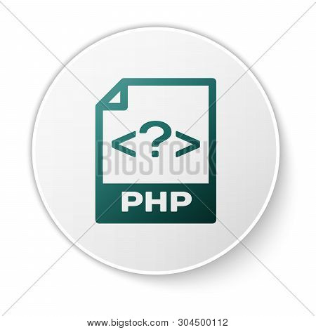 Green Php File Document Icon. Download Php Button Icon Isolated On White Background. Php File Symbol