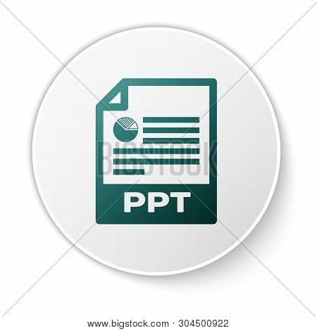 Green Ppt File Document Icon. Download Ppt Button Icon Isolated On White Background. Ppt File Presen