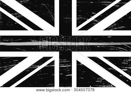 Grunge United Kingdom Flag With A Thin Gray Or Silver - A Sign To Honor And Respect British Correcti