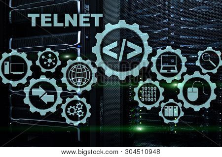 Teletype Network Protocol. Telnet Virtual Terminal Client. Internet And Network Concept. Telnet.