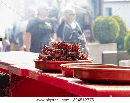 May 01, 2019 City Of El Alamo, Guadalajara, Spain, Medieval Market. The Inhabitants Of The City Of E