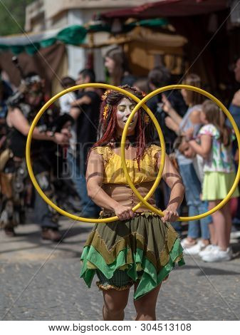 May 01, 2019 City Of El Alamo, Guadalajara, Spain, Medieval Market. The Inhabitants Of The City Of E