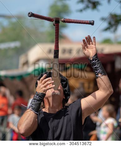 May 01, 2019 City Of El Alamo, Guadalajara, Spain, Medieval Market. The Inhabitants Of The City Of E