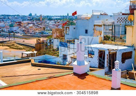 View Of The Coastline From The Roof Of A Traditional Building In The City Of Rabat, Morocco