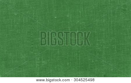 Old Grungy Canvas Pattern With Dirty Spots In Greren Color. Abstract Background, Texture, Surface Fo