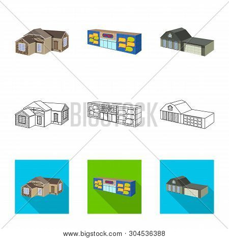 Vector Illustration Of Facade And Housing Symbol. Collection Of Facade And Infrastructure Stock Vect