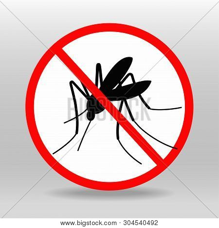 Zika Virus Mosquito Ban Sign Vector Logo