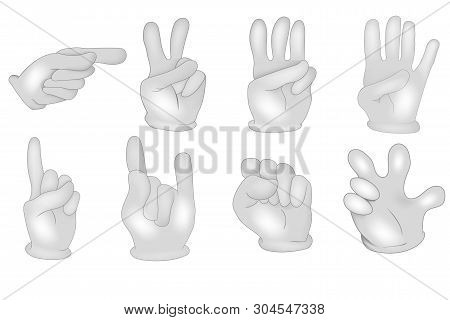 Hand Icons Isolated On White Backgroundl. Emoji Modern Flat Illustration.