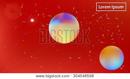 Recent Space Fantasy. Background Texture, Bright. Plain Colorific Illustration.  Red Colored Backgro