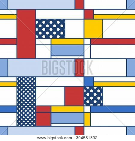 Simple Modern Pattern - Seamless Texture In Mondrian Style. Design For Gift Wrapping Paper Or Bedshe