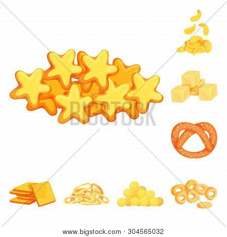 Vector Illustration Of Food And Crunchy Symbol. Collection Of Food And Flavor Stock Vector Illustrat