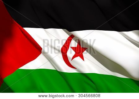3d Rendering Of A Sahrawi Arab Democratic Republic National Flag Waving