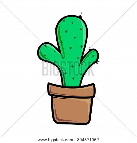 Cactus Icon Vector Isolated On White Background. Cactus Icon Flat, Cactus Icon Image, Cactus Icon Si