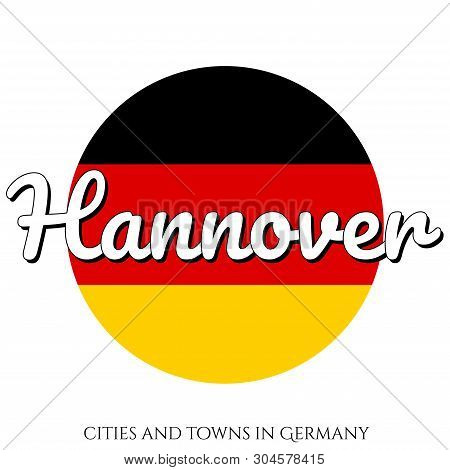 Circle Button Icon With National Flag Of Germany With Black, Red And Yellow Colors And Inscription O