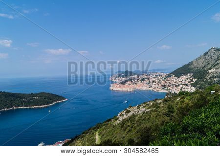 View From Mount Sdr To Otok Lokrum, A Small Island Near Dubrovnik Croatia