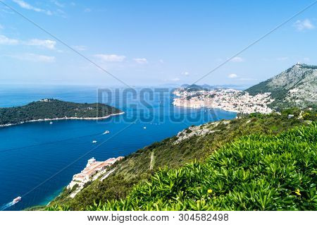 View From Mount Sdr To Otok Lokrum, A Small Island Near Dubrovnik Croatia