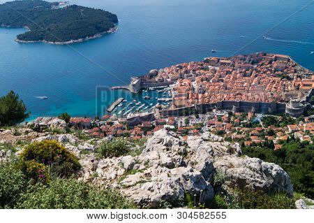 View From Mount Sdr To Otok Lokrum, A Small Island Near Dubrovnik Croatia