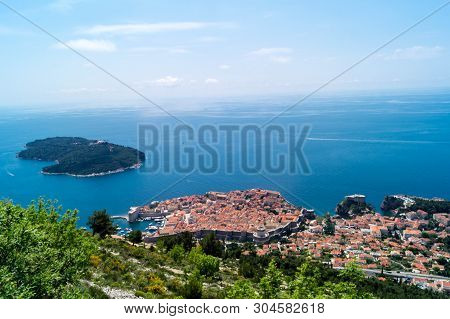 View From Mount Sdr To Otok Lokrum, A Small Island Near Dubrovnik Croatia