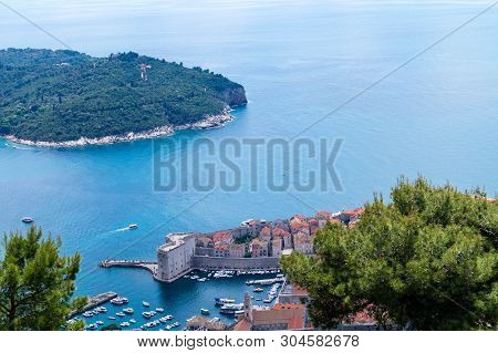 View From Mount Sdr To Otok Lokrum, A Small Island Near Dubrovnik Croatia