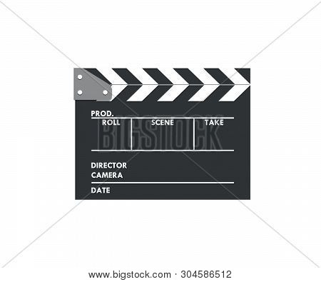 Clapperboard Or Slate Film On White Background With Clipping Path.