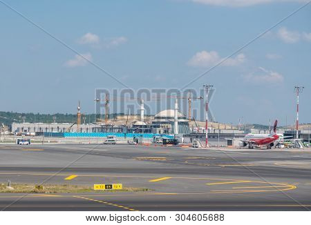Istanbul, Turkey - 25 May 2019:  New Mosque Being Constructed At Istanbul Airport Known By Iata Code