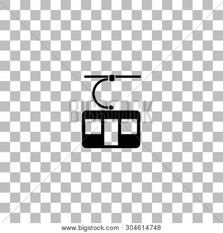 Ropeway Cabines. Black Flat Icon On A Transparent Background. Pictogram For Your Project