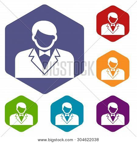 Croupier Icons Vector Colorful Hexahedron Set Collection Isolated On White