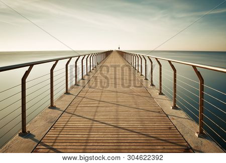 Pont Del Petroli at sunrise in Barcelona in Spain