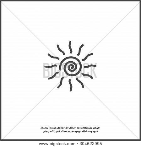 Vector Icon Sun On White Isolated Background.