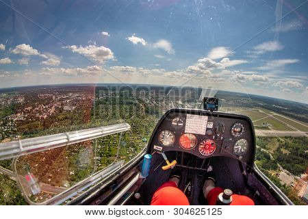 Pila, Wielkopolskie / Polska - June, 2, 2019: A View From A Glider On A Medium-sized City In Poland.