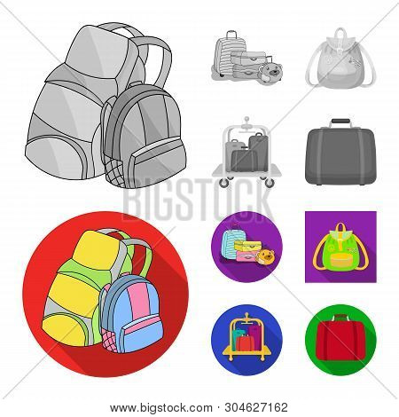 Vector Design Of Backpack And Bag  Sign. Set Of Backpack And School Stock Vector Illustration.