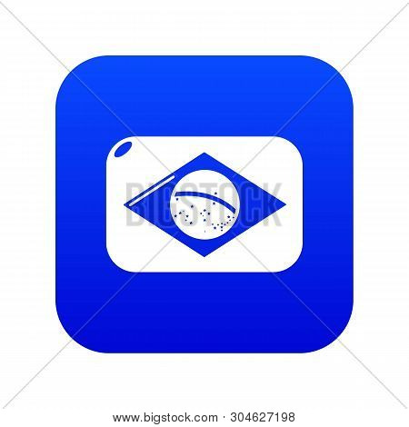 Brazilian Flag Icon Blue Vector Isolated On White Background