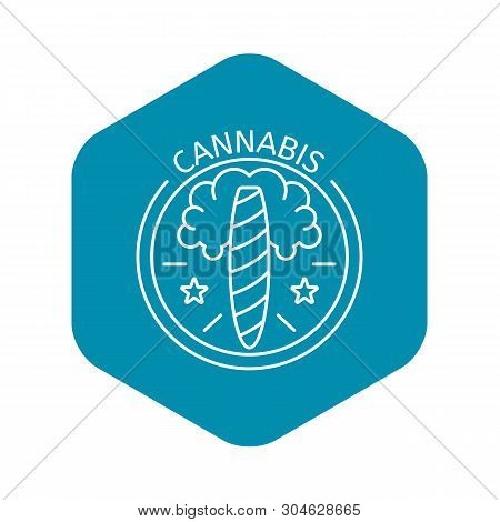 Cannabis Cigar Logo. Outline Cannabis Cigar Vector Logo For Web Design Isolated On White Background