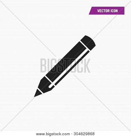 Black Ball Pen, Pencil Icon. Vector Isolated On White.