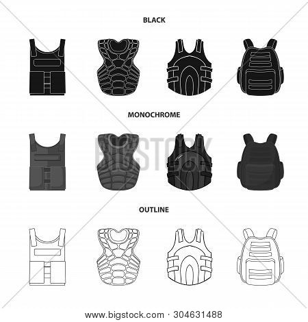 Isolated Object Of Flak And Jacket Logo. Collection Of Flak And Body Stock Vector Illustration.