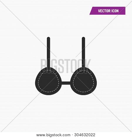 Black Woman Bikini, Underwear Icon. With White Knit Thread On It. Vector.