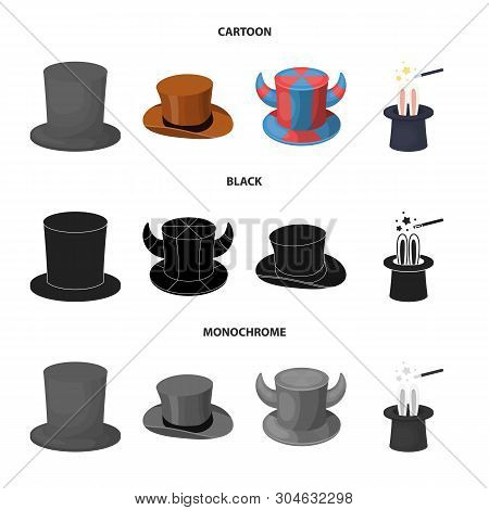 Vector Illustration Of Hat And Derby Logo. Collection Of Hat And Bonnet Stock Vector Illustration.